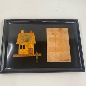 Couroc Cheeseboard Serving Tray Vintage Mid-century Modern Black Lacquered Gold